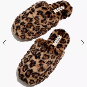 Madewell Quilted Scuff Slippers in Leopard Recycled Faux Fur